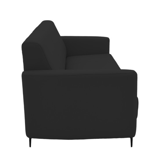 Καναπές τριθέσιος Sidica PU σε μαύρη απόχρωση 185x78x83εκ **