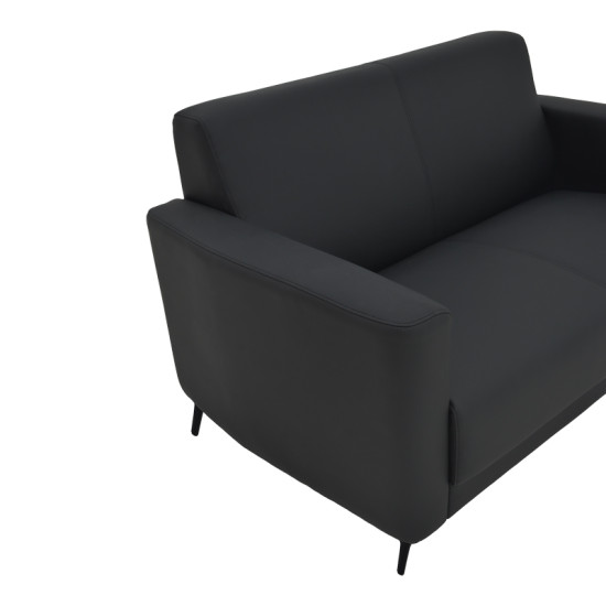Καναπές διθέσιος Sidica I PU σε μαύρη απόχρωση 135x78x83εκ **
