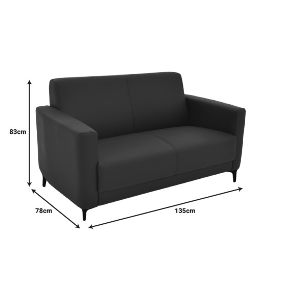 Καναπές διθέσιος Sidica I PU σε μαύρη απόχρωση 135x78x83εκ **