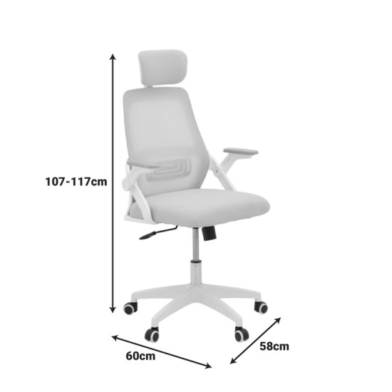 Καρέκλα γραφείου Peja mesh ύφασμα μαύρο 58x60x107-117εκ **