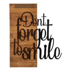 Διακοσμητικό τοίχου Smiley ξύλο πεύκου σε φυσική απόχρωση με μαύρο μέταλλο 47x3x58εκ **