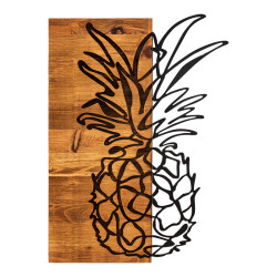 Διακοσμητικό τοίχου Pinable ξύλο πεύκου σε φυσική απόχρωση με μαύρο μέταλλο 42x3x58εκ **