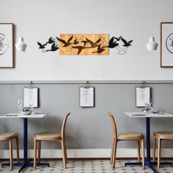 Διακοσμητικό τοίχου Excore ξύλο πεύκου σε φυσική απόχρωση με μαύρο μέταλλο 111x3x25εκ **