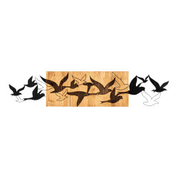 Διακοσμητικό τοίχου Excore ξύλο πεύκου σε φυσική απόχρωση με μαύρο μέταλλο 111x3x25εκ **