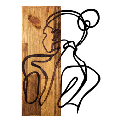 Διακοσμητικό τοίχου Womanel ξύλο πεύκου σε φυσική απόχρωση με μαύρο μέταλλο 35x3x50εκ **