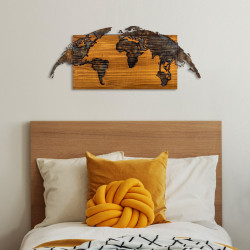 Διακοσμητικό τοίχου Mable ξύλο πεύκου σε φυσική απόχρωση με μαύρο μέταλλο 83x3x38εκ **