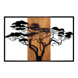 Διακοσμητικό τοίχου Leroun ξύλο πεύκου σε φυσική απόχρωση με μαύρο μέταλλο 90x3x58εκ **