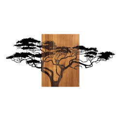 Διακοσμητικό τοίχου Efren ξύλο πεύκου σε φυσική απόχρωση με μαύρο μέταλλο 144x3x70εκ **