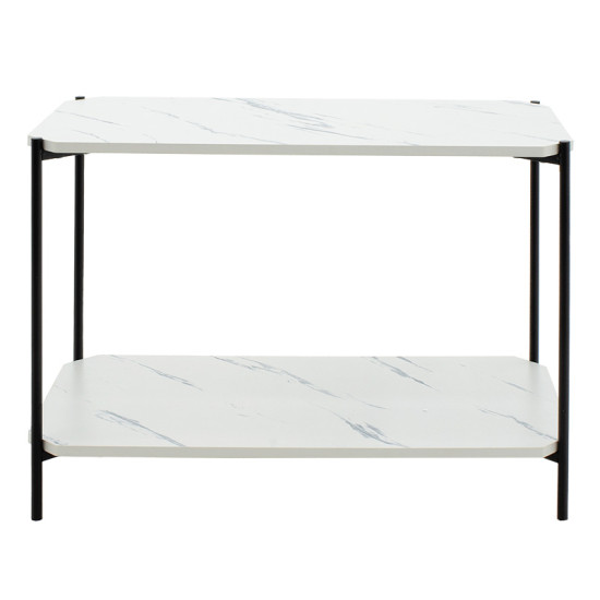 Βοηθητικό τραπέζι Mara MDF λευκό μαρμάρου-μαύρο 80x40x55cm