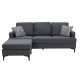 Γωνιακός καναπές με σκαμπό Slim υφασμάτινος χρώμα ανθρακί με μαξιλάρια 185x140x70εκ