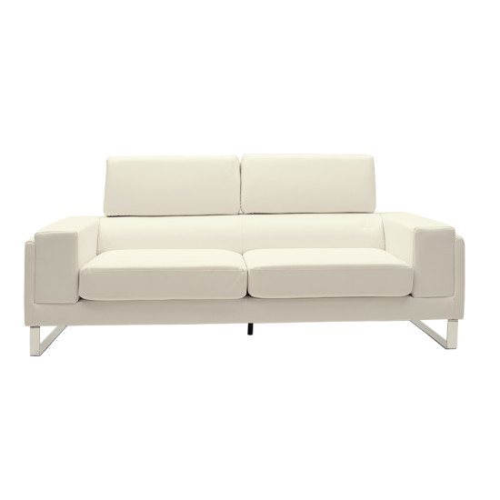 Καναπές Shea 3θέσιος PU ivory-inox 198x80x87εκ **