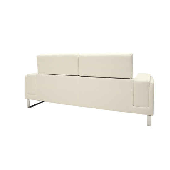 Καναπές Shea 3θέσιος PU ivory-inox 198x80x87εκ **