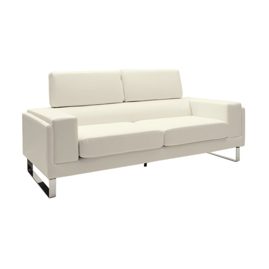 Καναπές Shea 3θέσιος PU ivory-inox 198x80x87εκ **