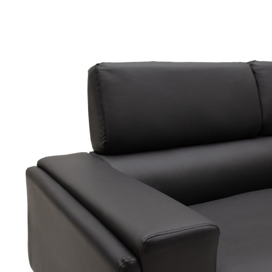 Καναπές Shea 3θέσιος pu μαύρο-inox 198x80x87εκ **