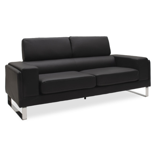 Καναπές Shea 3θέσιος pu μαύρο-inox 198x80x87εκ **