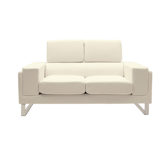 Καναπές Shea 2θέσιος PU ivory-inox 158x80x87εκ **