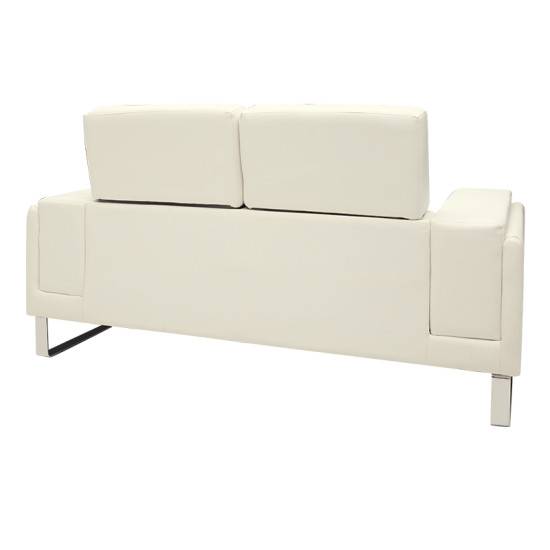 Καναπές Shea 2θέσιος PU ivory-inox 158x80x87εκ **