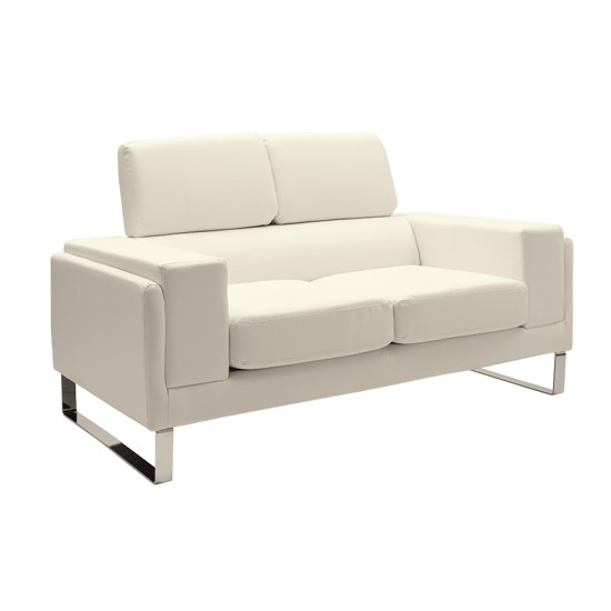 Καναπές Shea 2θέσιος PU ivory-inox 158x80x87εκ **