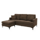 Γωνιακός καναπές με σκαμπό Slim υφασμάτινος χρώμα καφέ με μαξιλάρια 185x140x70εκ