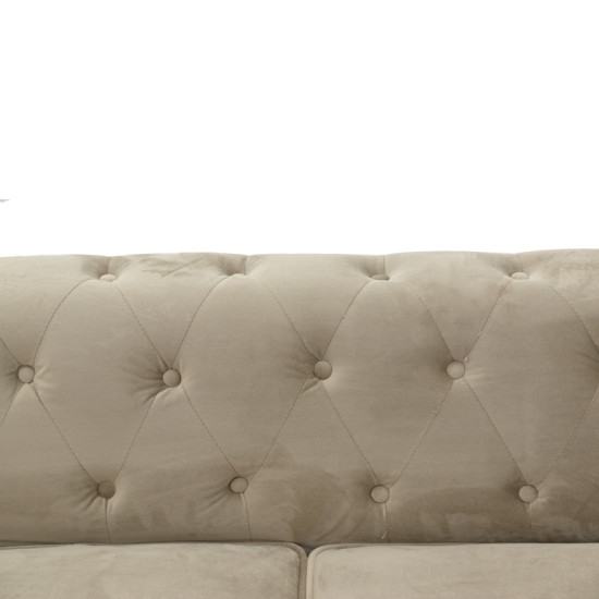 Kαναπές διθέσιος Incredible τύπου Chesterfield βελούδο μπεζ 160x84x67εκ **