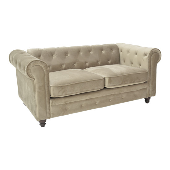 Kαναπές διθέσιος Incredible τύπου Chesterfield βελούδο μπεζ 160x84x67εκ **