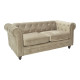 Kαναπές διθέσιος Incredible τύπου Chesterfield βελούδο μπεζ 160x84x67εκ **