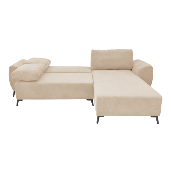 Kαναπές κρεβάτι τριθέσιος αναστρέψιμος Settee ύφασμα με αποθηκευτικό χώρο σε μπεζ απόχρωση 286x204x93εκ **
