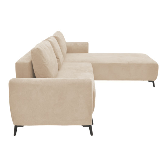 Kαναπές κρεβάτι τριθέσιος αναστρέψιμος Settee ύφασμα με αποθηκευτικό χώρο σε μπεζ απόχρωση 286x204x93εκ **
