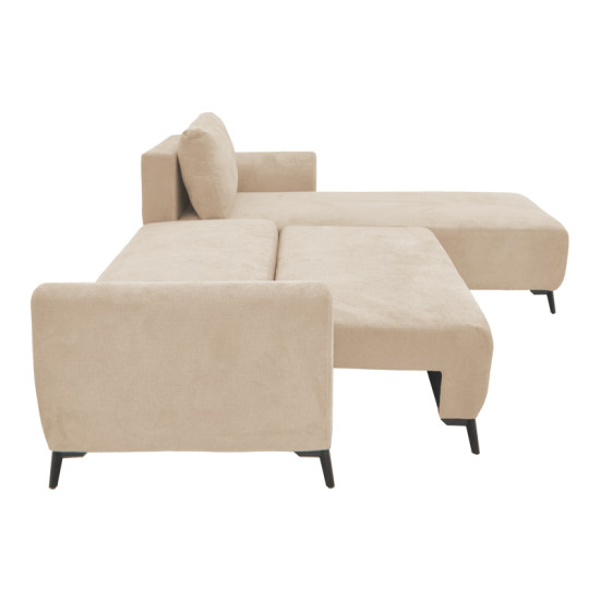 Kαναπές κρεβάτι τριθέσιος αναστρέψιμος Settee ύφασμα με αποθηκευτικό χώρο σε μπεζ απόχρωση 286x204x93εκ **