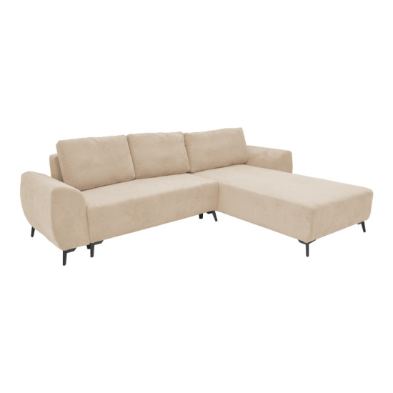 Kαναπές κρεβάτι τριθέσιος αναστρέψιμος Settee ύφασμα με αποθηκευτικό χώρο σε μπεζ απόχρωση 286x204x93εκ **