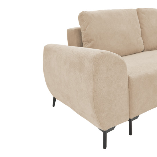 Kαναπές κρεβάτι τριθέσιος αναστρέψιμος Settee ύφασμα με αποθηκευτικό χώρο σε μπεζ απόχρωση 286x204x93εκ **