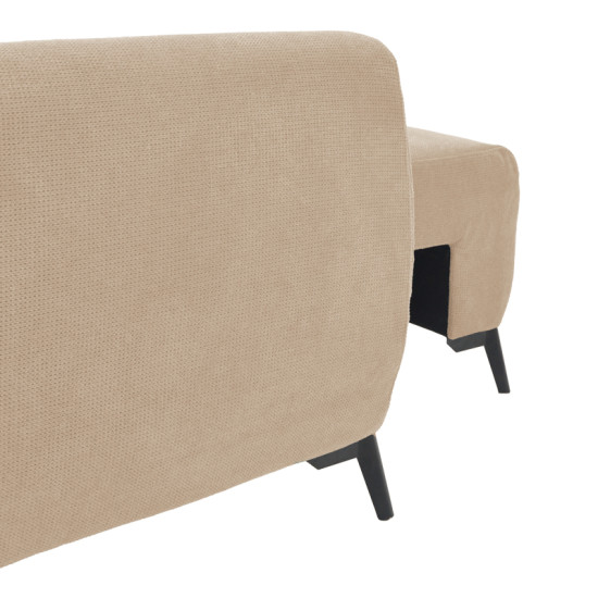 Kαναπές κρεβάτι τριθέσιος αναστρέψιμος Settee ύφασμα με αποθηκευτικό χώρο σε μπεζ απόχρωση 286x204x93εκ **