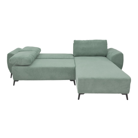 Kαναπές κρεβάτι τριθέσιος αναστρέψιμος Settee ύφασμα με αποθηκευτικό χώρο σε μέντα απόχρωση 286x204x93εκ **