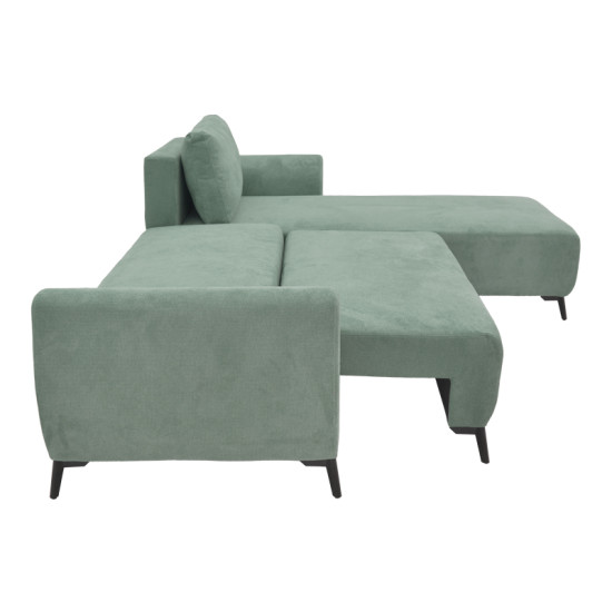 Kαναπές κρεβάτι τριθέσιος αναστρέψιμος Settee ύφασμα με αποθηκευτικό χώρο σε μέντα απόχρωση 286x204x93εκ **