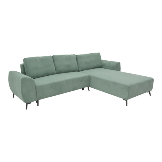 Kαναπές κρεβάτι τριθέσιος αναστρέψιμος Settee ύφασμα με αποθηκευτικό χώρο σε μέντα απόχρωση 286x204x93εκ **
