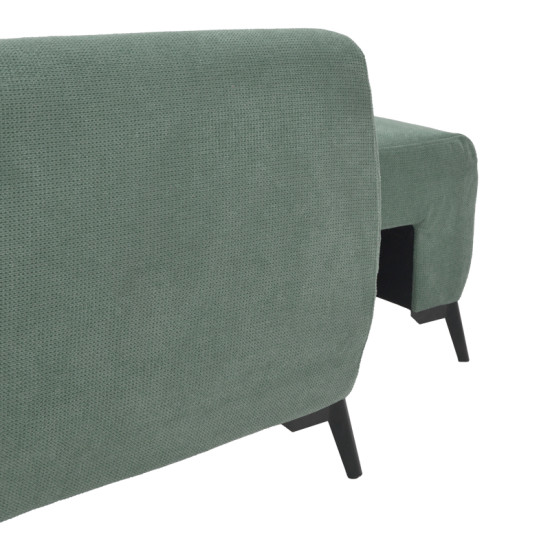 Kαναπές κρεβάτι τριθέσιος αναστρέψιμος Settee ύφασμα με αποθηκευτικό χώρο σε μέντα απόχρωση 286x204x93εκ **