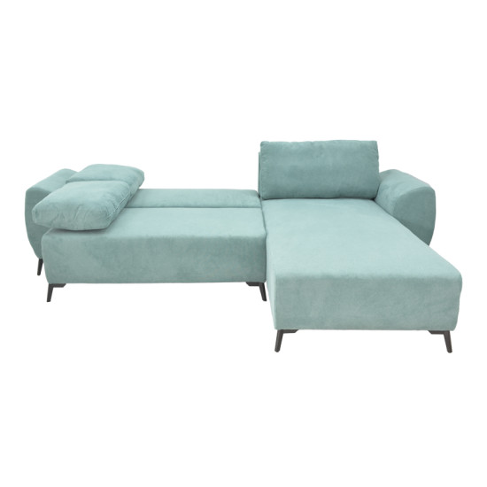 Kαναπές κρεβάτι τριθέσιος αναστρέψιμος Settee ύφασμα με αποθηκευτικό χώρο σε μέντα απόχρωση 286x204x93εκ **