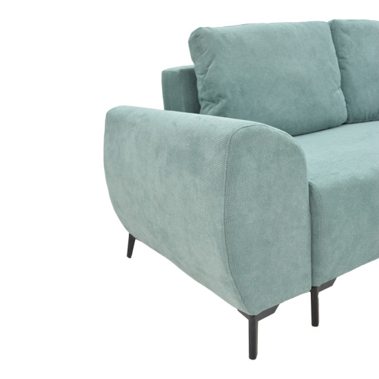 Kαναπές κρεβάτι τριθέσιος αναστρέψιμος Settee ύφασμα με αποθηκευτικό χώρο σε μέντα απόχρωση 286x204x93εκ **