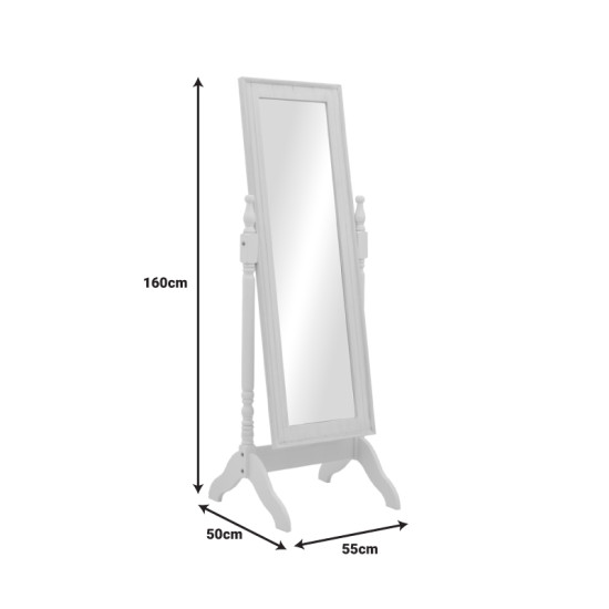 Καθρέπτης Malone Inart mdf σε λευκή αντικέ απόχρωση 55x50x160εκ **