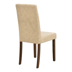 Καρέκλα Zeben εκρού ύφασμα με καρυδί rubberwood 43,5x55,5x93,5εκ - 2τμχ. **