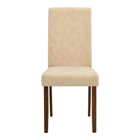 Καρέκλα Zeben εκρού ύφασμα με καρυδί rubberwood 43,5x55,5x93,5εκ - 2τμχ. **