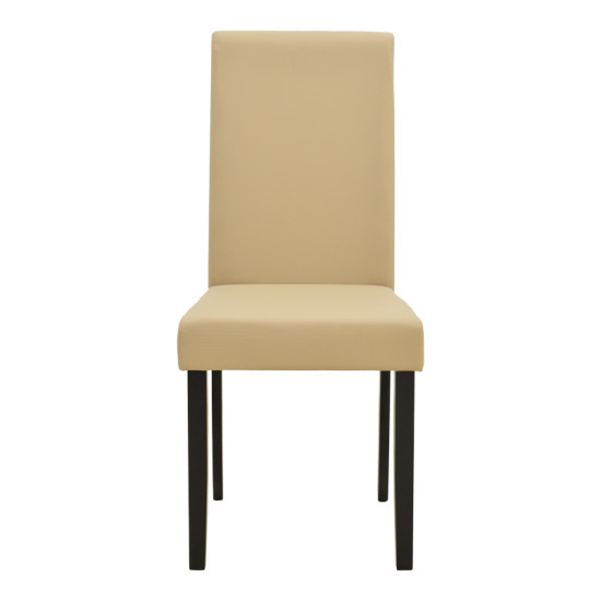 Καρέκλα Zeben εκρού PU με πόδι μαύρο rubberwood 43,5x55,5x93,5εκ - 2τμχ. **