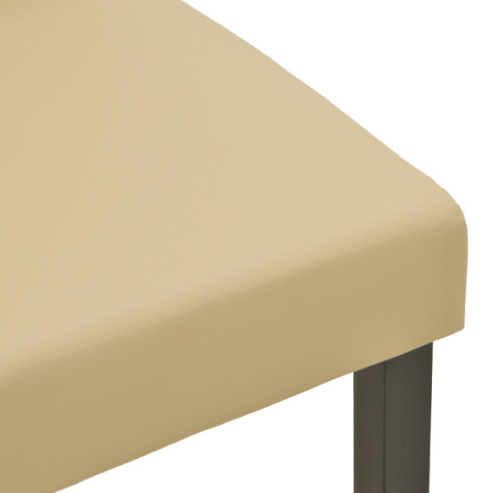 Καρέκλα Zeben εκρού PU με πόδι μαύρο rubberwood 43,5x55,5x93,5εκ - 2τμχ. **