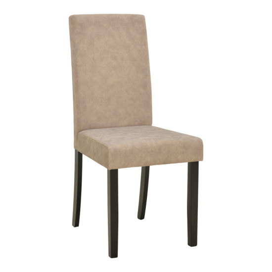 Καρέκλα Zeben μπεζ ύφασμα με πόδι μαύρο rubberwood 43,5x55,5x93,5εκ - 2τμχ. **