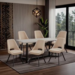 Καρέκλα Initiate ύφασμα cream-πόδι μαύρο - 2τμχ. ** Καρέκλα Initiate ύφασμα cream-πόδι μαύρο - 2τμχ. **