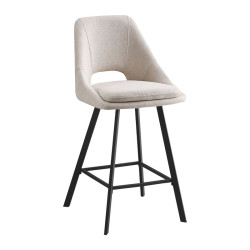 Σκαμπό μπαρ Initiate κρεμ ύφασμα-πόδι μαύρο μέταλλο 48x56x98εκ - 2τμχ. **