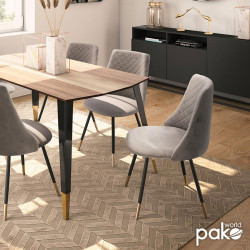 Καρέκλα Giselle βελούδο γκρι-μαύρο χρυσό πόδι **