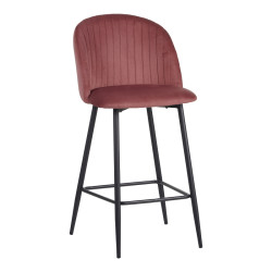 Σκαμπό μπαρ Barow βελούδο σε σάπιο μήλο απόχρωση με μαύρα μεταλλικά πόδια 53x46.5x96.5 **