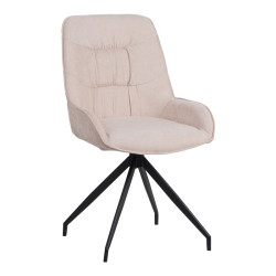 Καρέκλα περιστρεφόμενη Kadeira ύφασμα μπεζ με μαύρα μεταλλικά πόδια 57.5x51x89 **