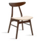 Καρέκλα Orlean pakoworld μπεζ ύφασμα-rubberwood καρυδί πόδι - 2τμχ.